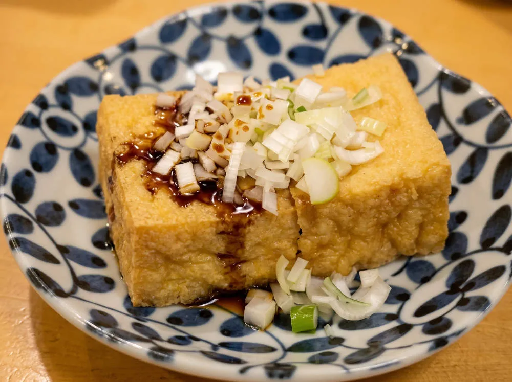 厚揚げの白ネギ醤油かけ