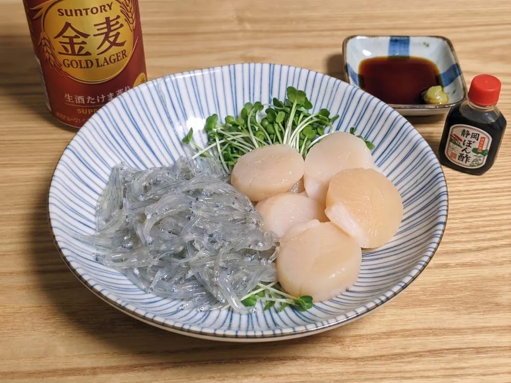 生しらすとホタテ貝柱の合い盛り 完成