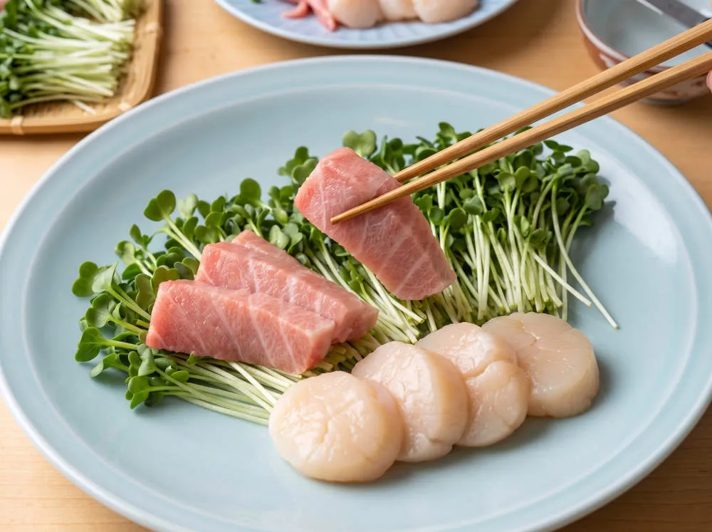 ハラモとホタテを贅沢に盛る