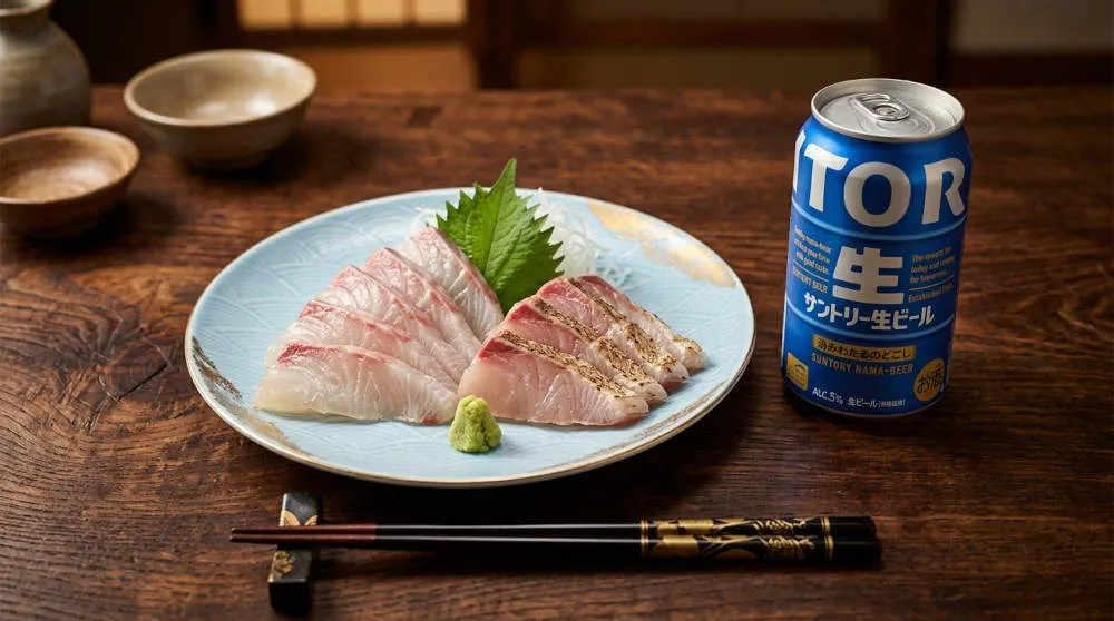 刺身とビールのセット