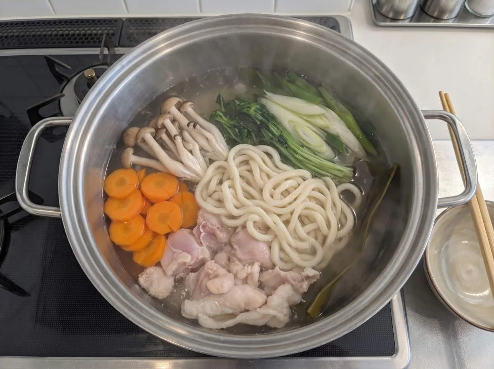 味付けとうどんの加熱