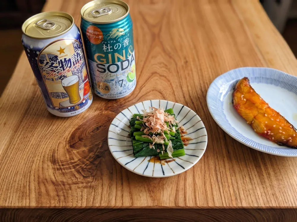 ほうれん草のかつお節醤油がけ 完成
