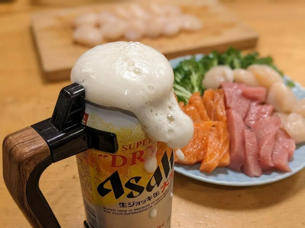 贅沢刺身盛りと生ジョッキ缶 完成
