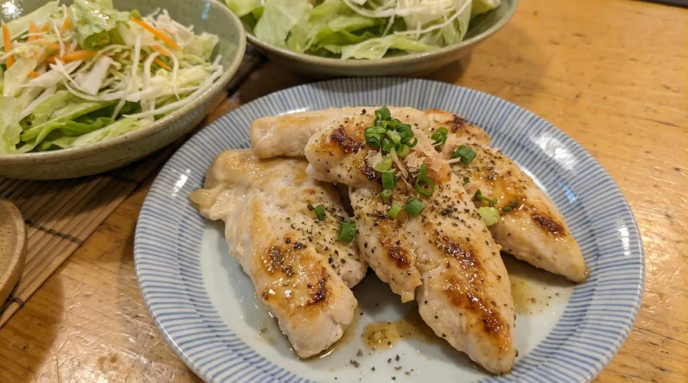 鶏ささみの塩コショウ焼き