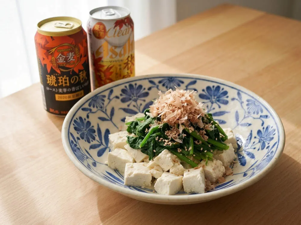 崩し豆腐のほうれん草ごまおかか和え 完成