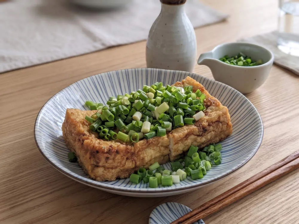 厚揚げの長チン!青ネギ醤油がけ 完成