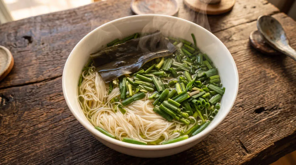 青ネギ爆盛り白だし昆布そうめん 完成