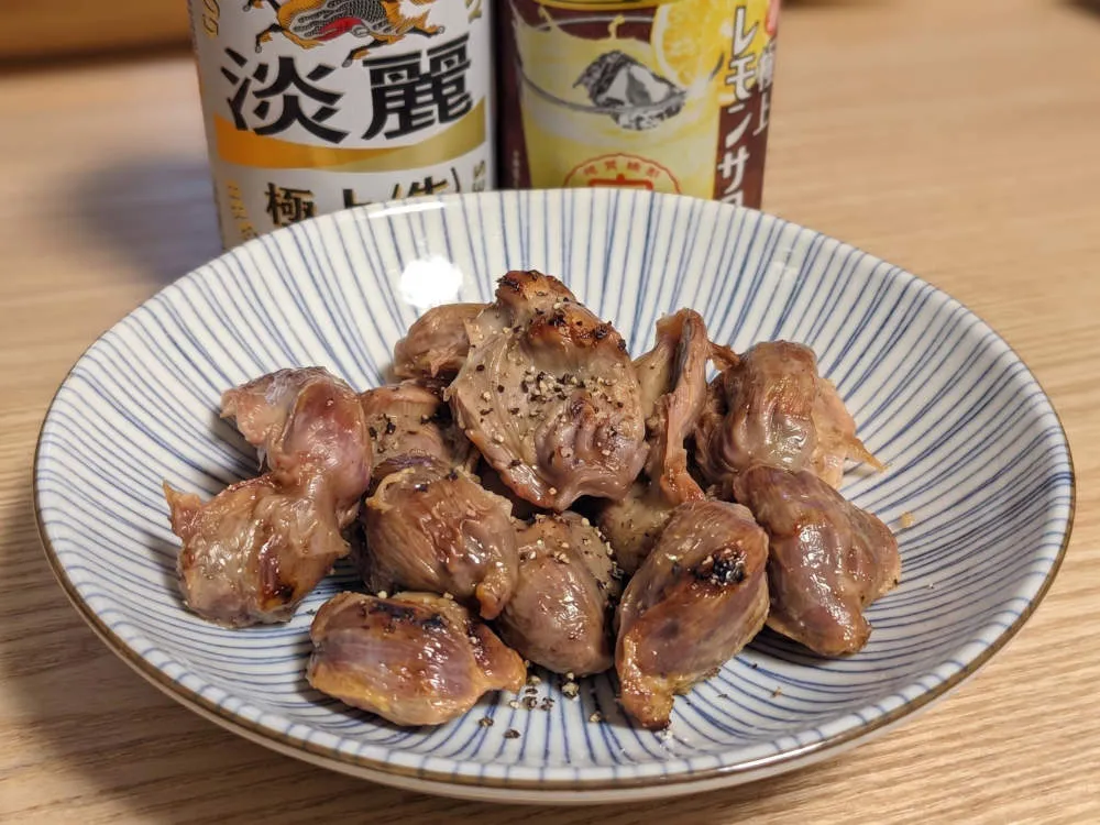砂肝のグリル塩コショウ焼き 完成