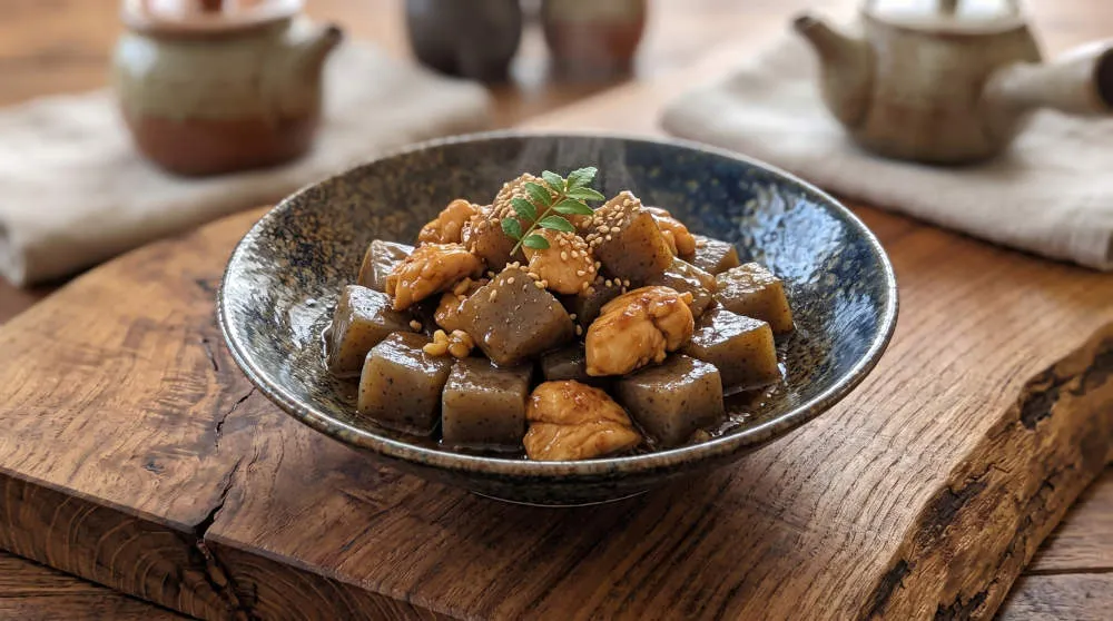 こんにゃくと鶏ささみのガリバタ醤油炒め 完成