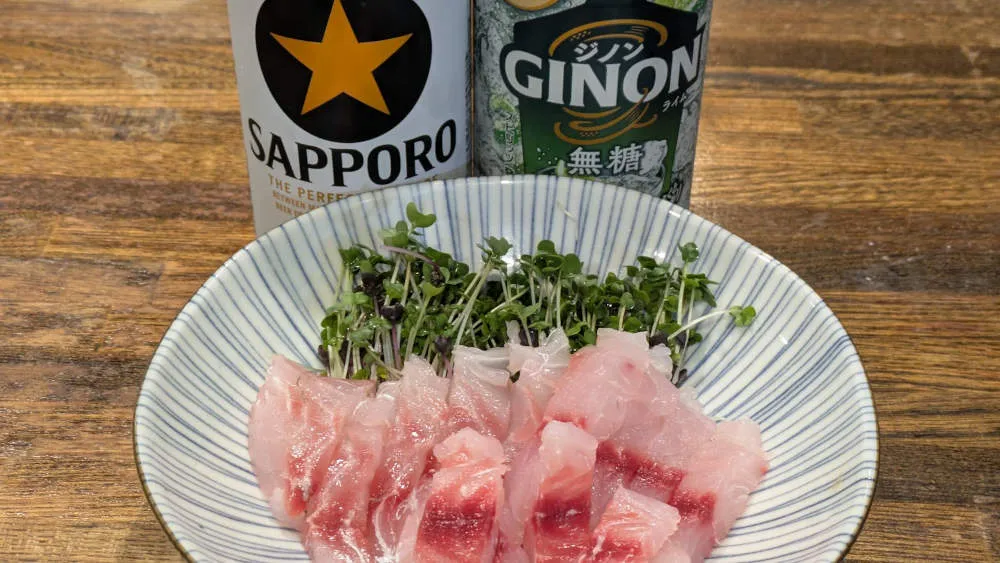 いさきの刺身 ミックススプラウト添え 完成