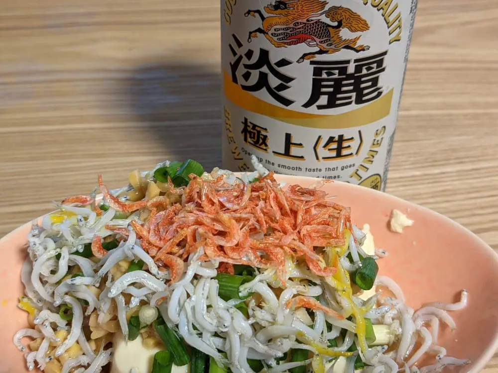 ぶっかけ納豆シラス干しエビ冷やっこ 完成