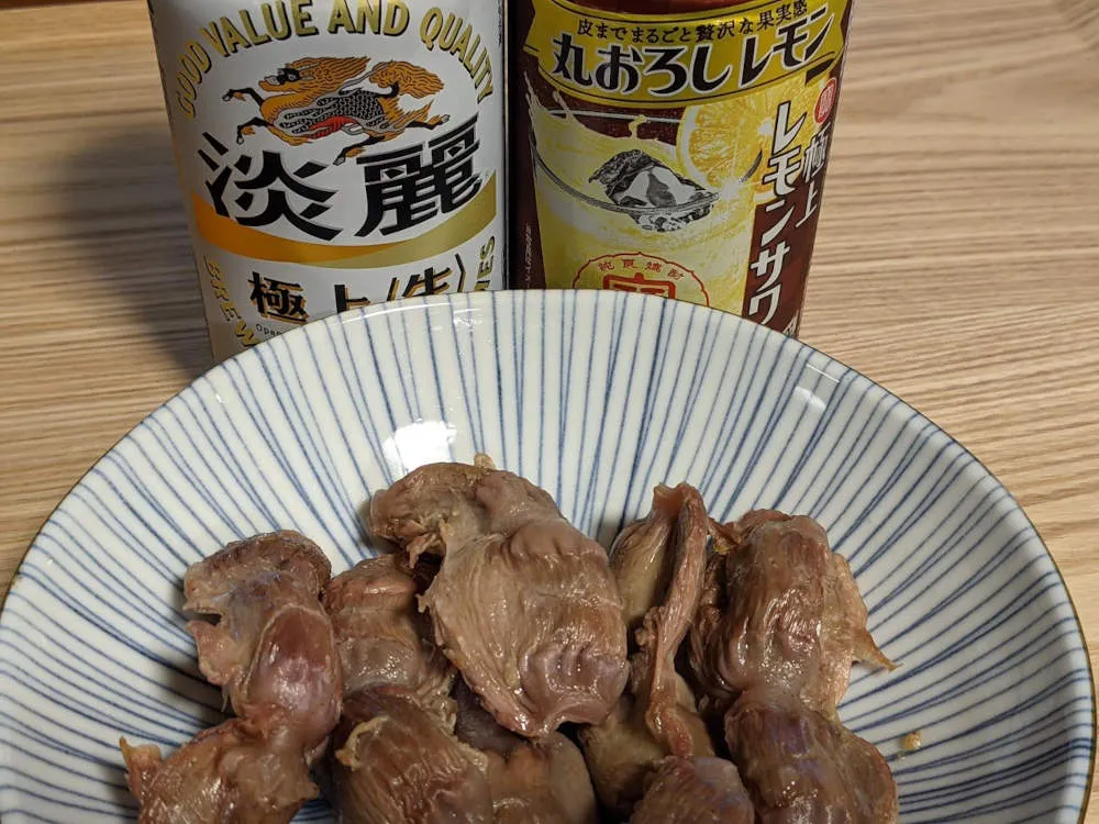 砂肝のグリル塩コショウ焼きとお酒